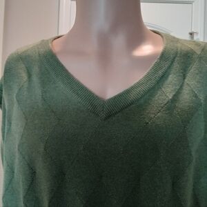 Saddlebred Olive Green 100% Cotton V-neck Sweater Vest Men's Big & Tall 2XLT